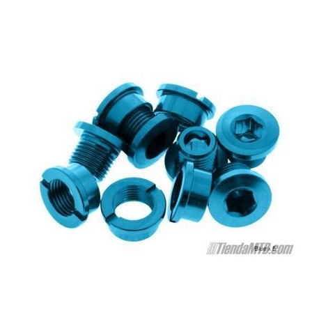 Short aluminium chainring bolts blue color