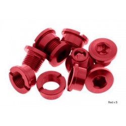 Short aluminium chainring bolts red color