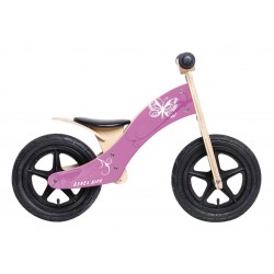 Bici aprendizaje Rebel Kidz 12" Madera, mariposa rosa