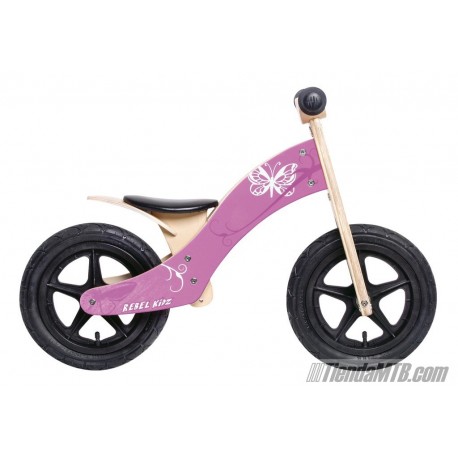 Teaching Bike Rebel Kidz 12" Wood, pink butterfly