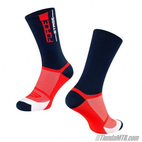 Calcetines de ciclismo Force Stage Negro-Rojo