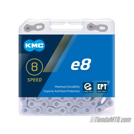 Cadena para ebikes de 8 velocidades KMC e8 EPT anticorrosion 122 eslabones