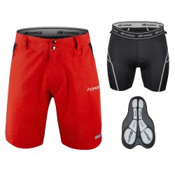 FORCE Enduro shorts with GEL padding Red