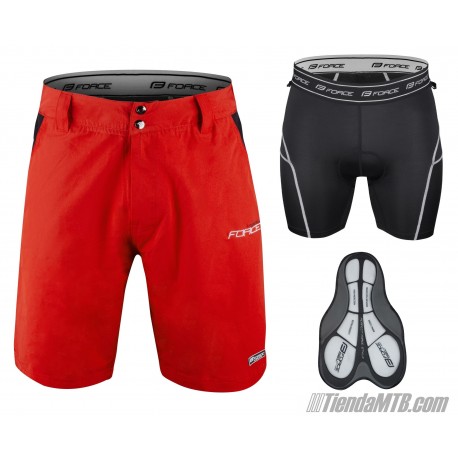 FORCE Enduro shorts with GEL padding Red