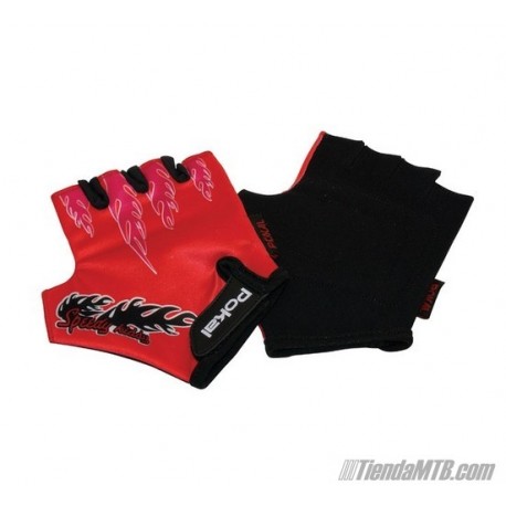 Kids short finger gloves Pokal red or blue